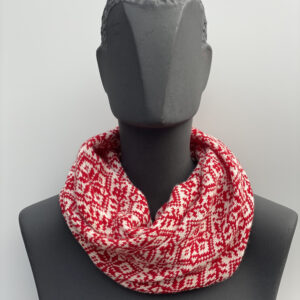Twisted Snood Cream and Red Lambswool #24