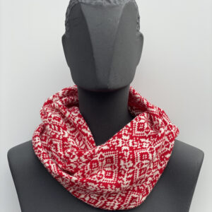 Twisted Snood Red and Cream Lambswool #23