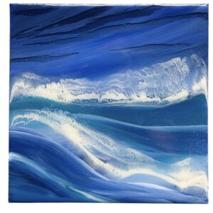 Indigo seas resin wall art.